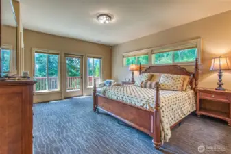 Spacious primary bedroom suite on the main floor.