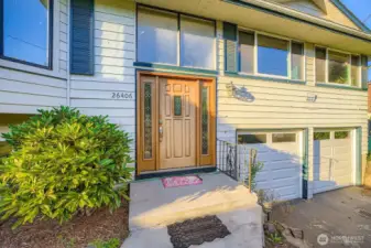 Sloped,terraced gardens invite you into this beauty.