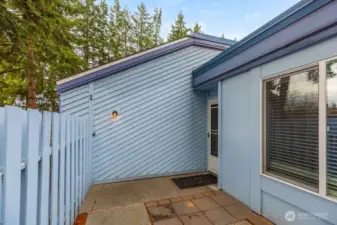 Fully fenced patio adds extra security.