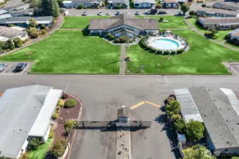 Aerial view of the gated entry into Rio Verde.