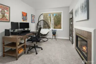 Home Office with Gas Fireplace
