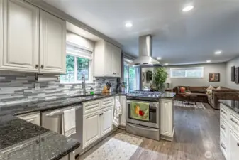 Kitchen looking into living room