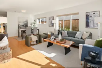 The massive great room has fantastic southern exposure and an abundance of windows that pour in the sunshine.