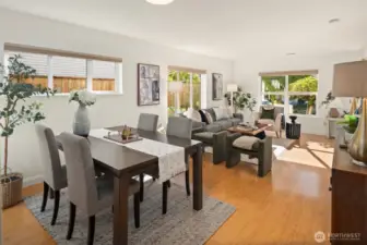 The ample dining room is intimate enough for a candle lit dinner and expandable for the largest of dinner parties.