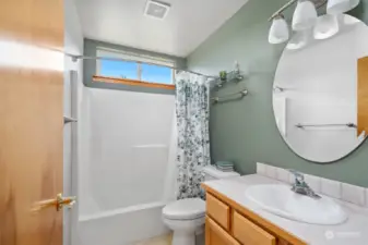 Primary Bedroom is large and open with large soaking tub.