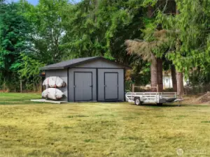 Spacious shed for all your outdoor tools.