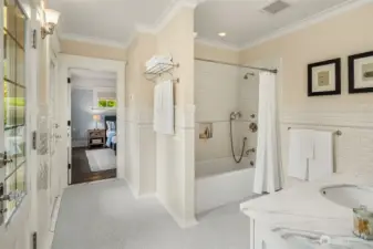 Lovely Jack + Jill bath serves the 1st + 2nd bedroom and offers access to the 2nd floor porch.