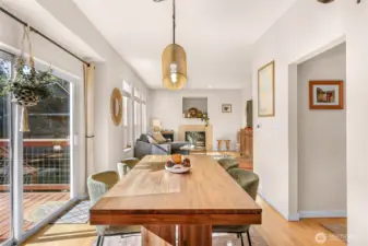 Looking from kitchen to dining and living room