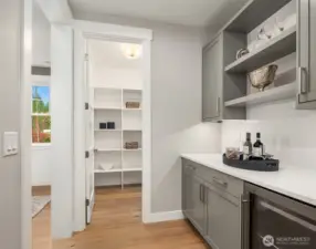 Butlers pantry & walk-in pantry closet