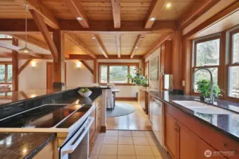 The open kitchen invites guests to participate in the preparation of amazing meals and holiday fun.