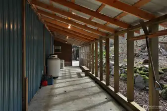 Additional storage for equipment also the location of the on-demand generator