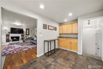 Door to the right shows the 2nd exterior entrance for the downstairs living space.