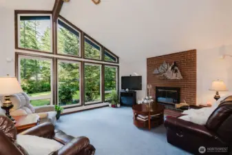 Huge WOOD WRAPPED windows, with a great view.