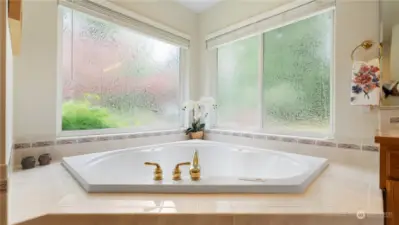 Frosted glass ensures light and privacy