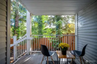 Cuppa coffee? Enjoy the covered deck year round.