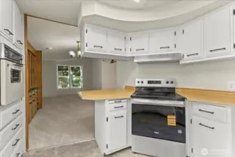 Freshly painted cabinets & SS appliances.