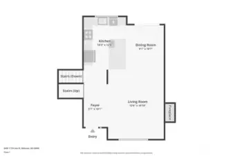 The main floor with Foyer,  living room, Kitchen, and dining room.