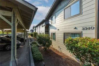 Covered parking right outside your door