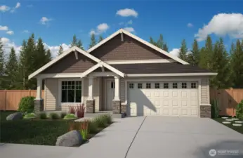 Rendering- The Hemlock plan featuring 3 beds and 2 bath Luxury rambler w/ 1,856 SF