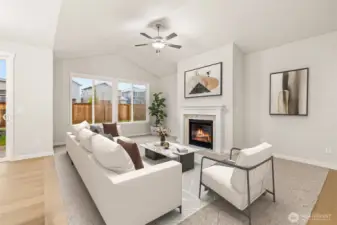 Virtually staged living room.