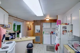 View of kitchen from the dining area.