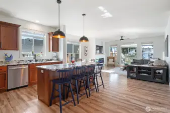 Open kitchen with large island