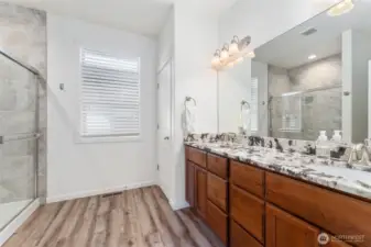 Double vanity in primary bath and shower