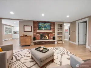 Cuddle up by the cozy gas fireplace in the living room