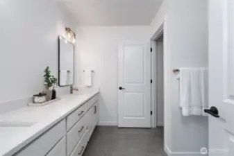 Upstairs primary bathroom - Pics are of a different 3049 plan. Features and colors may differ