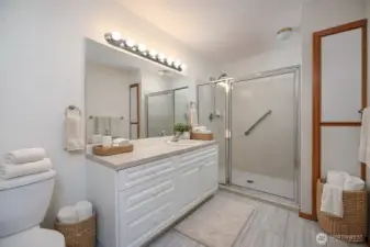 Virtual Staging Large Primary Bathroom With Walk-In Shower