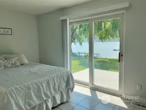 Guest bedroom with a view of lake