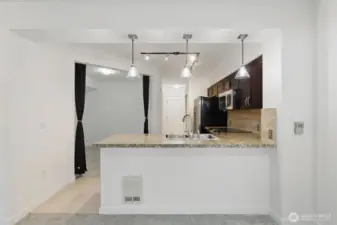 View from living room to entry