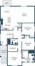 Image is a rendering. Photographs are for illustrative purposes only. Features, finishes, interior/exterior colors, landscaping and floorplan shown may vary from actual homes built.