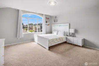 The spacious master bedroom suite