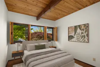 Second of two main floor bedrooms. Virtually staged.