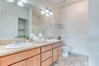 primary bathroom with double sinks