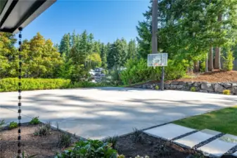 Play basketball, pickle ball while having a ball on this sports court with a view