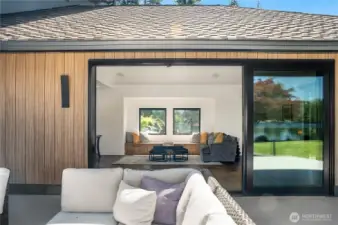 Again, “The Lake” room seen from the patio with extra wide slider for easy in and out.
