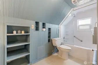 Updated bathroom with modernized tub.