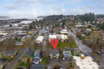 Aerial view looking North.