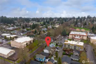 Aerial view looking East.