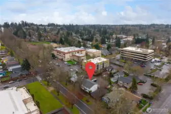 Aerial view looking South.