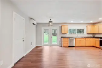 Dining area with French doors to back yard