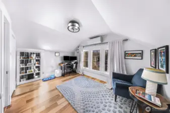 Second hidden closet behind book shelf on far left