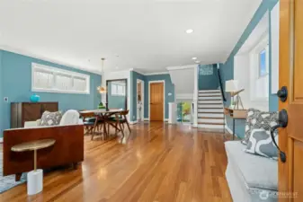 Solid wood doors throughout, paired with Brazilian cherry, tile, laminate, and carpet flooring
