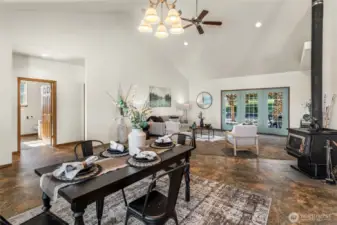 Wide-open living space and a beautiful patio just outside
