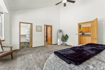 The primary on-suite is immense and features a walk-in closet and attractive full bath
