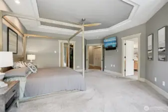 Main-floor retreat with double fireplace and spa-inspired ensuite