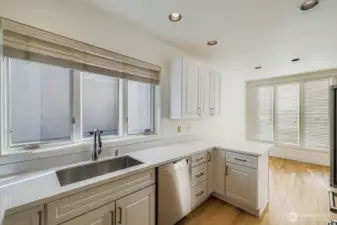 Fully remodeled kitchen with new cabinets and quartz countertops
