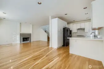 New hardwood floors were refinished professionally.